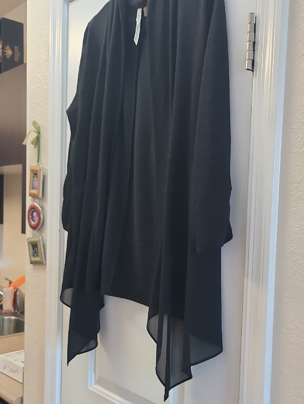NY COLLECTION High Low Open Front Cardigan With Sheer Panels. Size M